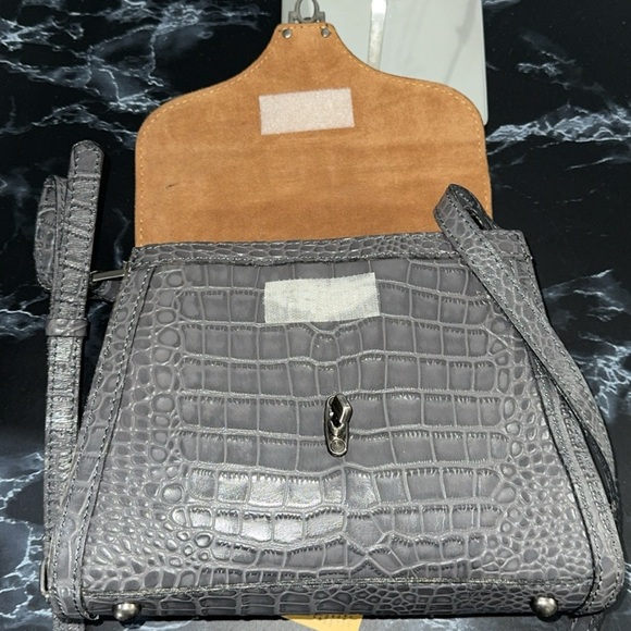 Patricia Nash Handbag Leather Ashmore Satchel British Smoky Gray Croco AUTHENTIC - Picture 9 of 10
